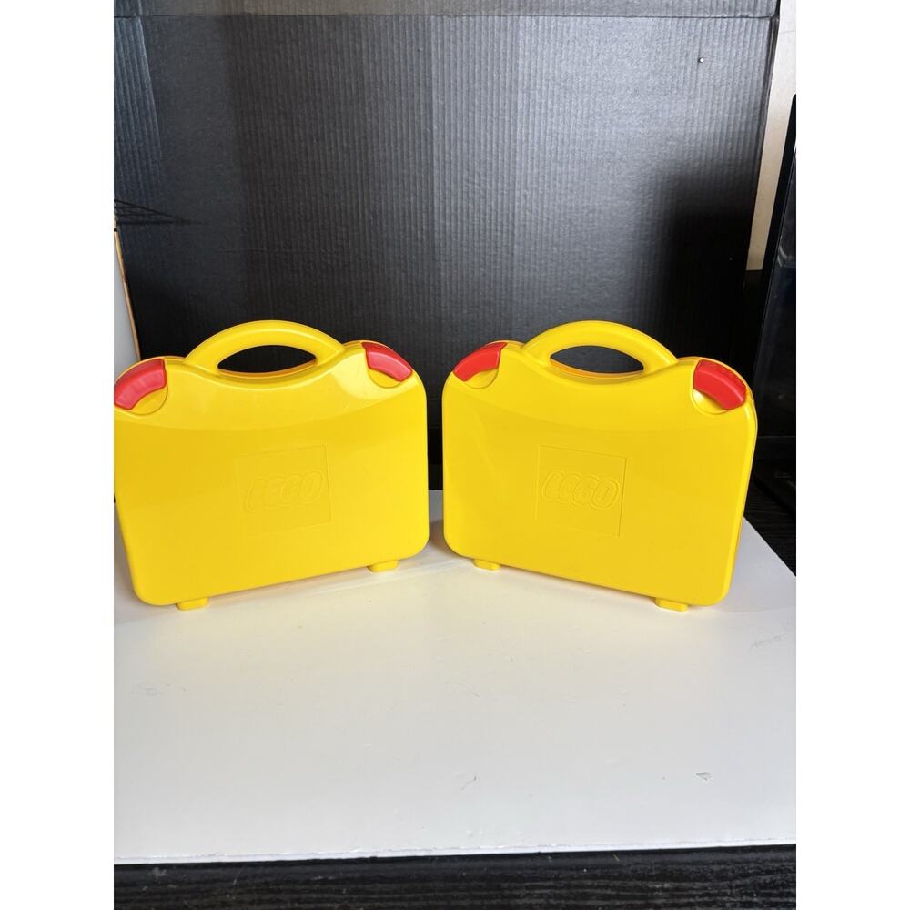 LEGO Set of 2 Storage Carrying Cases Yellow & Orange Adjustable Dividers VG Cond